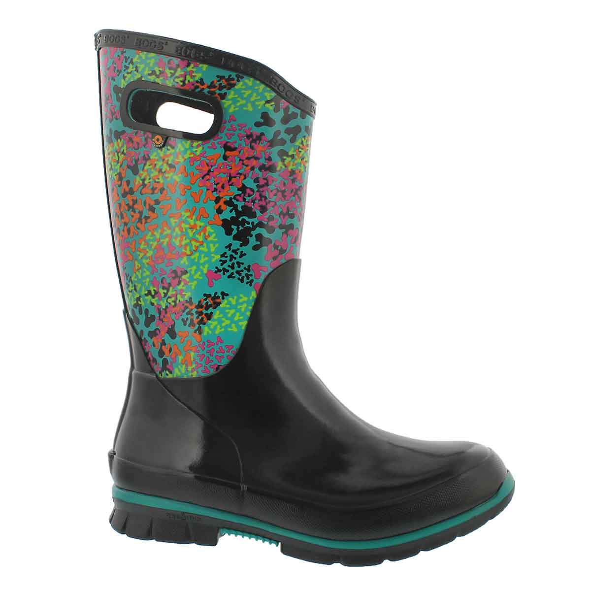 Women's BERKLEY FP blk multi waterproof rain boots