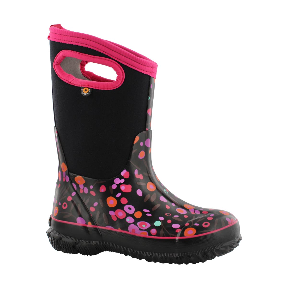 Girls' CLASSIC CATTAIL blk multi waterproof boots