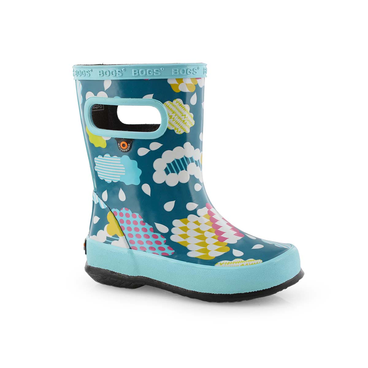 Inf-g Skipper Clouds aqua mlti rain boot