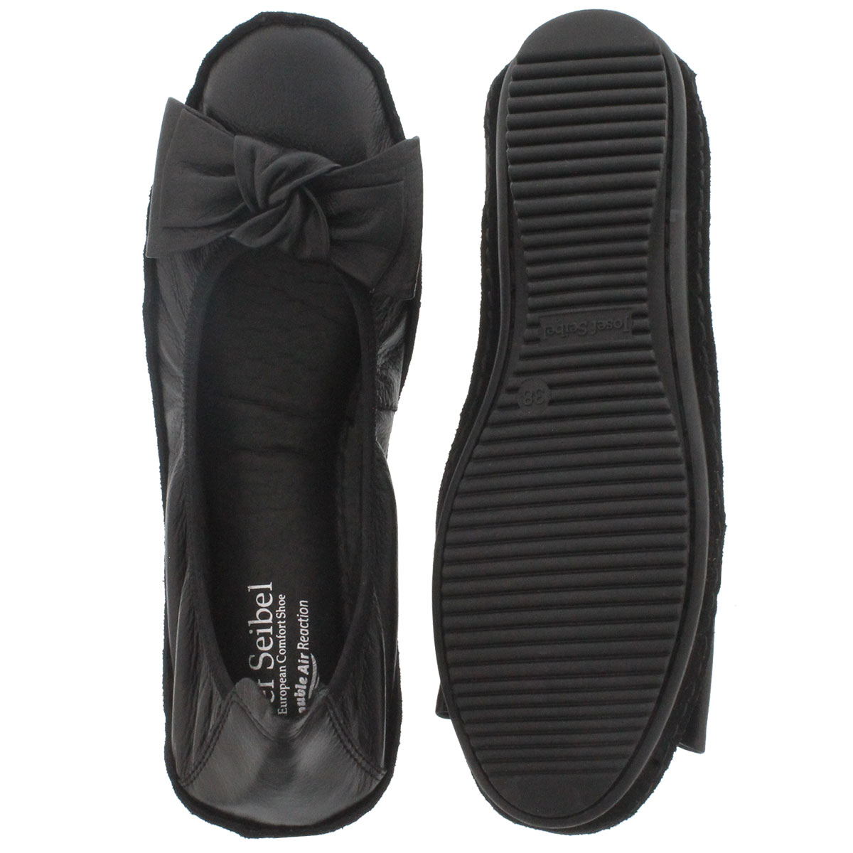Lds Pippa 01 black leather flat