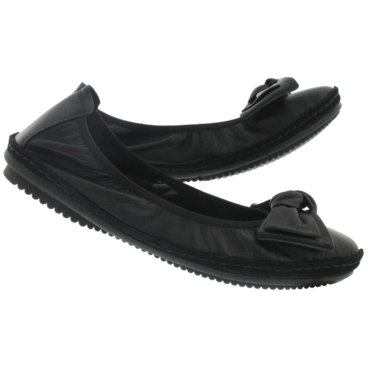 Lds Pippa 01 black leather flat