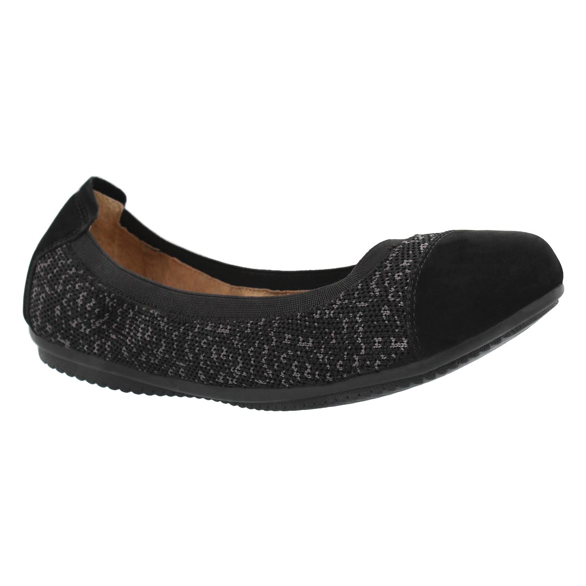 Lds Pippa 07 Knit blk/gry ballerina flat