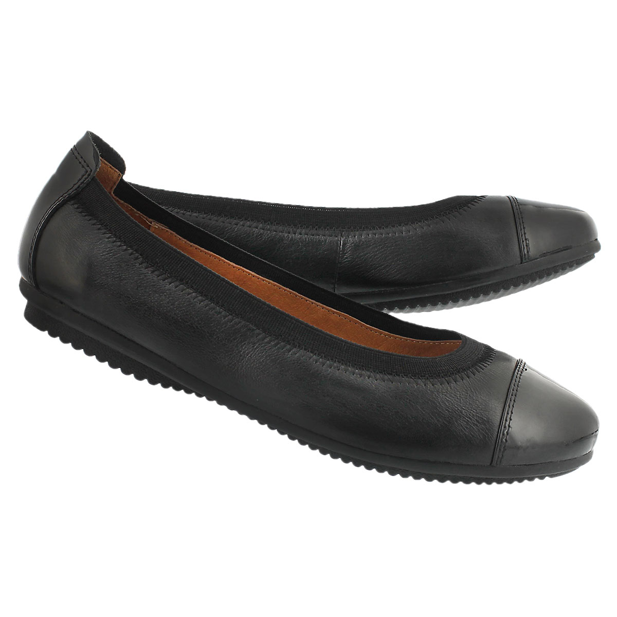 Lds Pippa 07 blk lthr ballerina flat