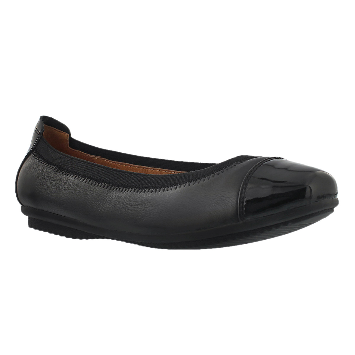Lds Pippa 07 blk lthr ballerina flat