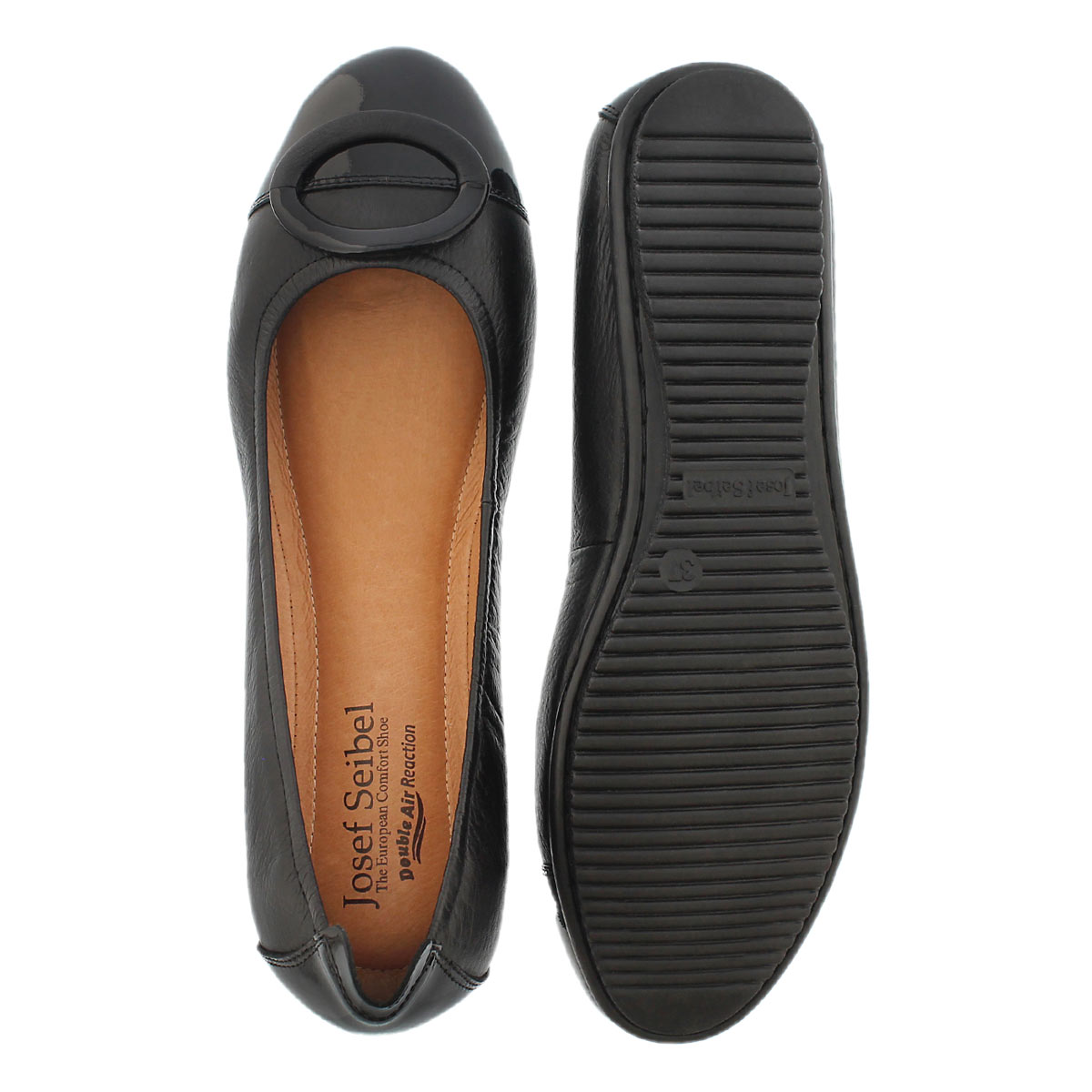 Lds Pippa 19 black leather dress flat