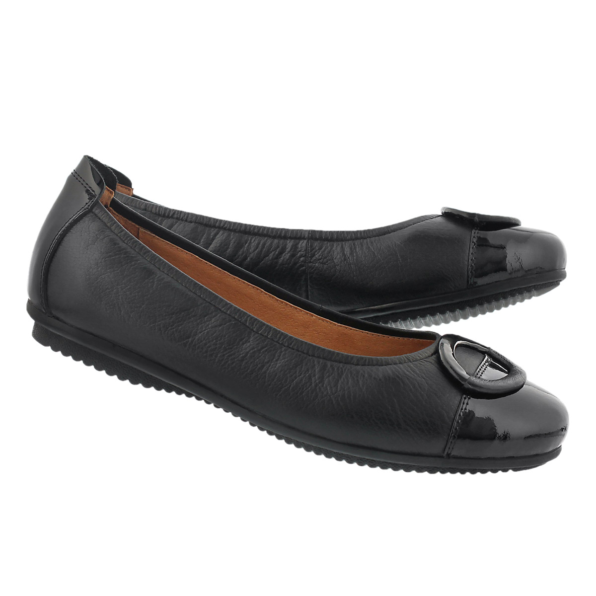 Lds Pippa 19 black leather dress flat