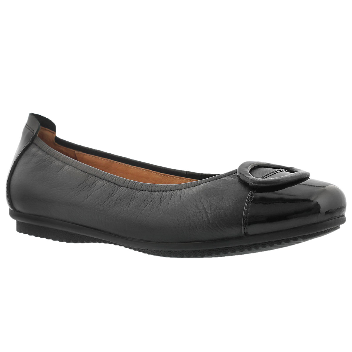 Lds Pippa 19 black leather dress flat