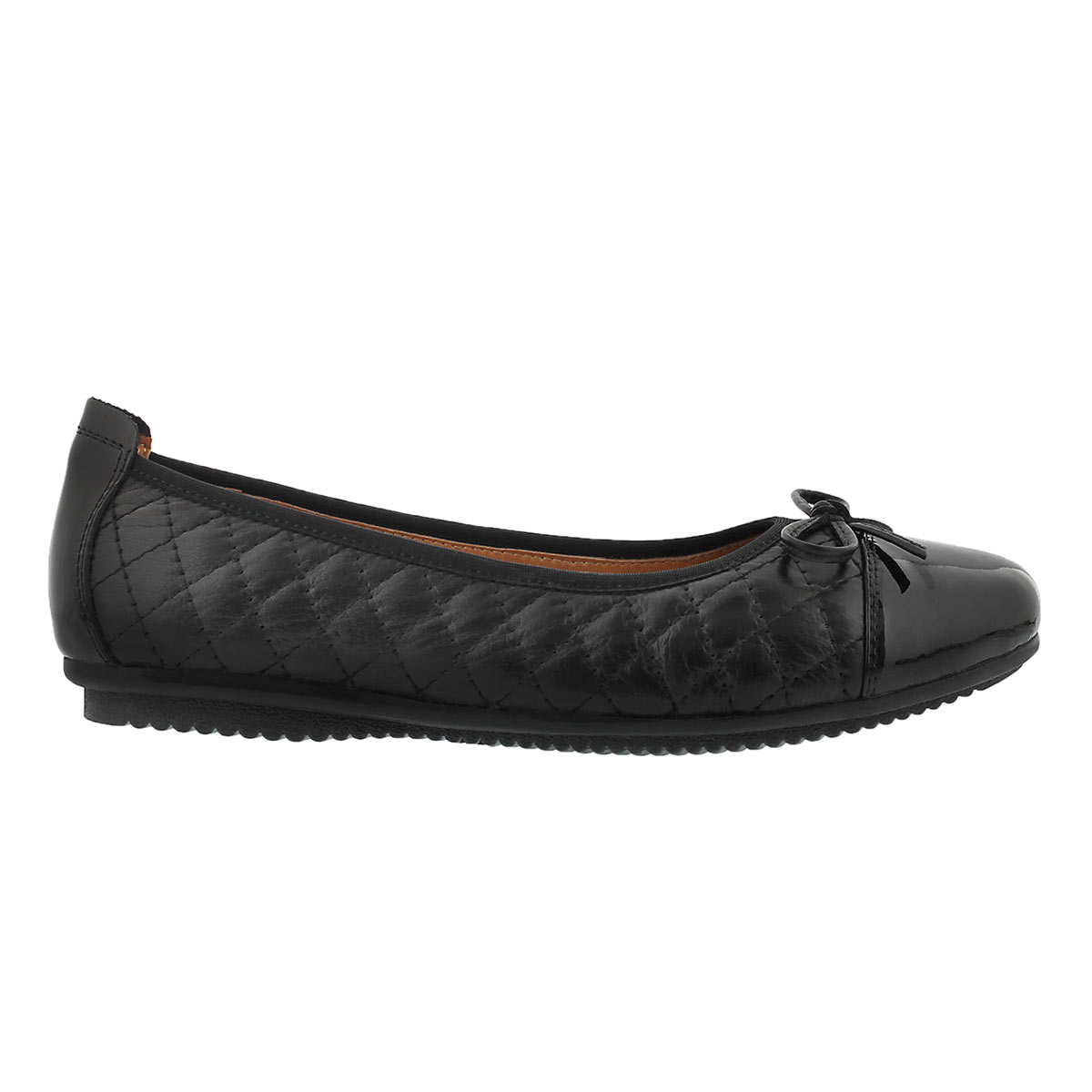 Lds Pippa 25 blk quilted ballerina flat