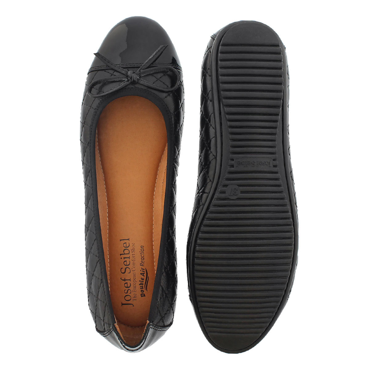 Lds Pippa 25 blk quilted ballerina flat