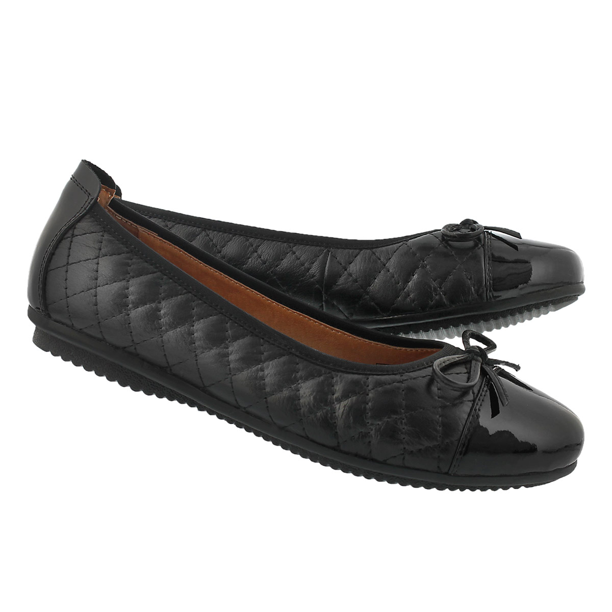Lds Pippa 25 blk quilted ballerina flat