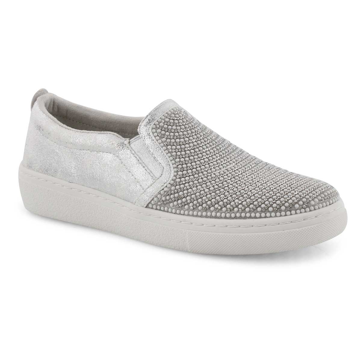 skechers slip on silver