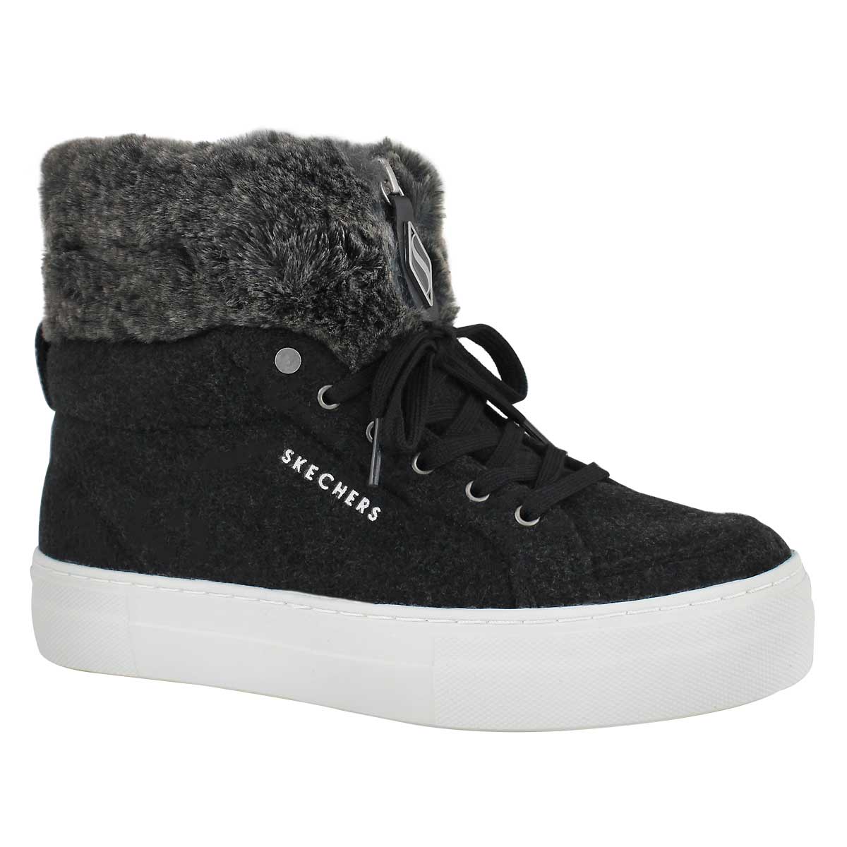 Lds Alba blk lace up snkr boot