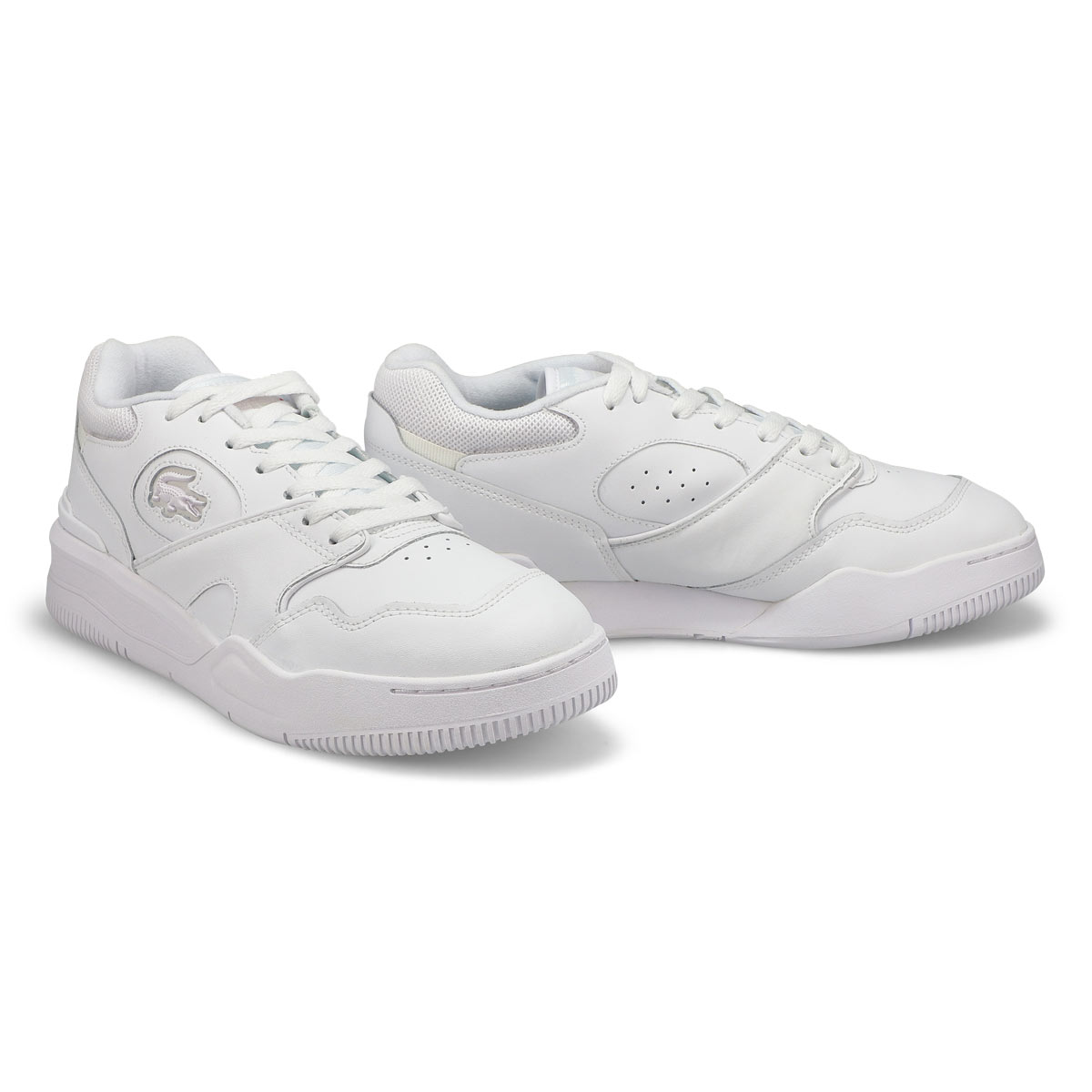 Mens Lineshot Lace Up Fashion Sneaker - White/White