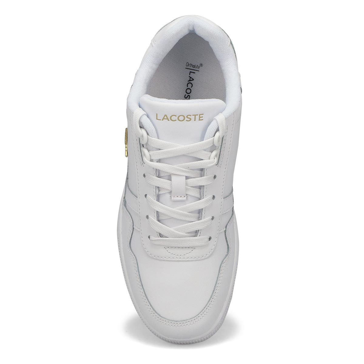 Womens T-Clip Lace Up Fashion Sneaker - White/Gold