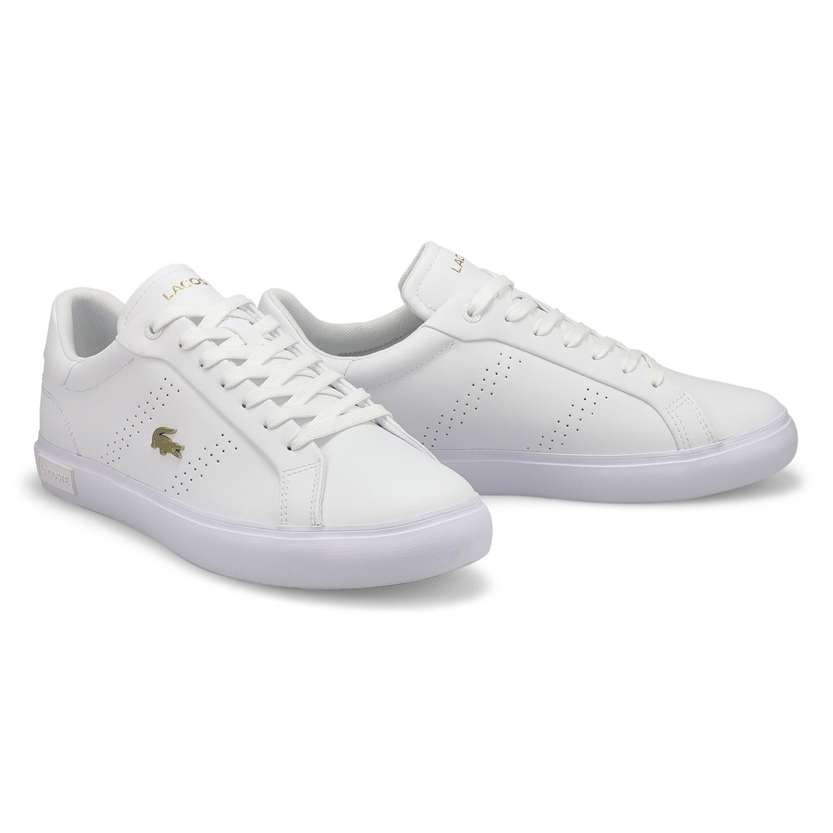 Womens Powercourt 2.0 Leather Sneaker - White/Gold
