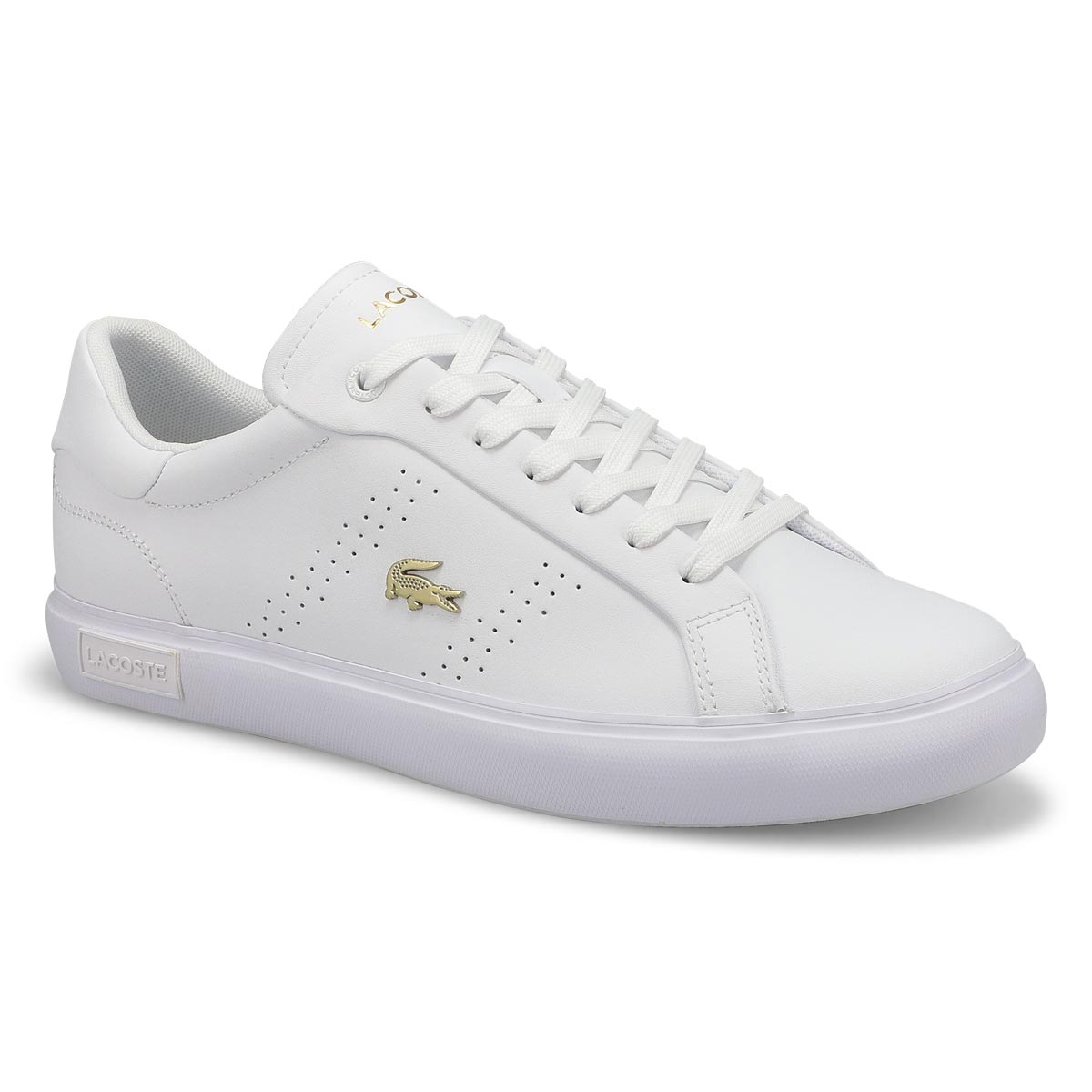 Womens Powercourt 2.0 Leather Sneaker - White/Gold
