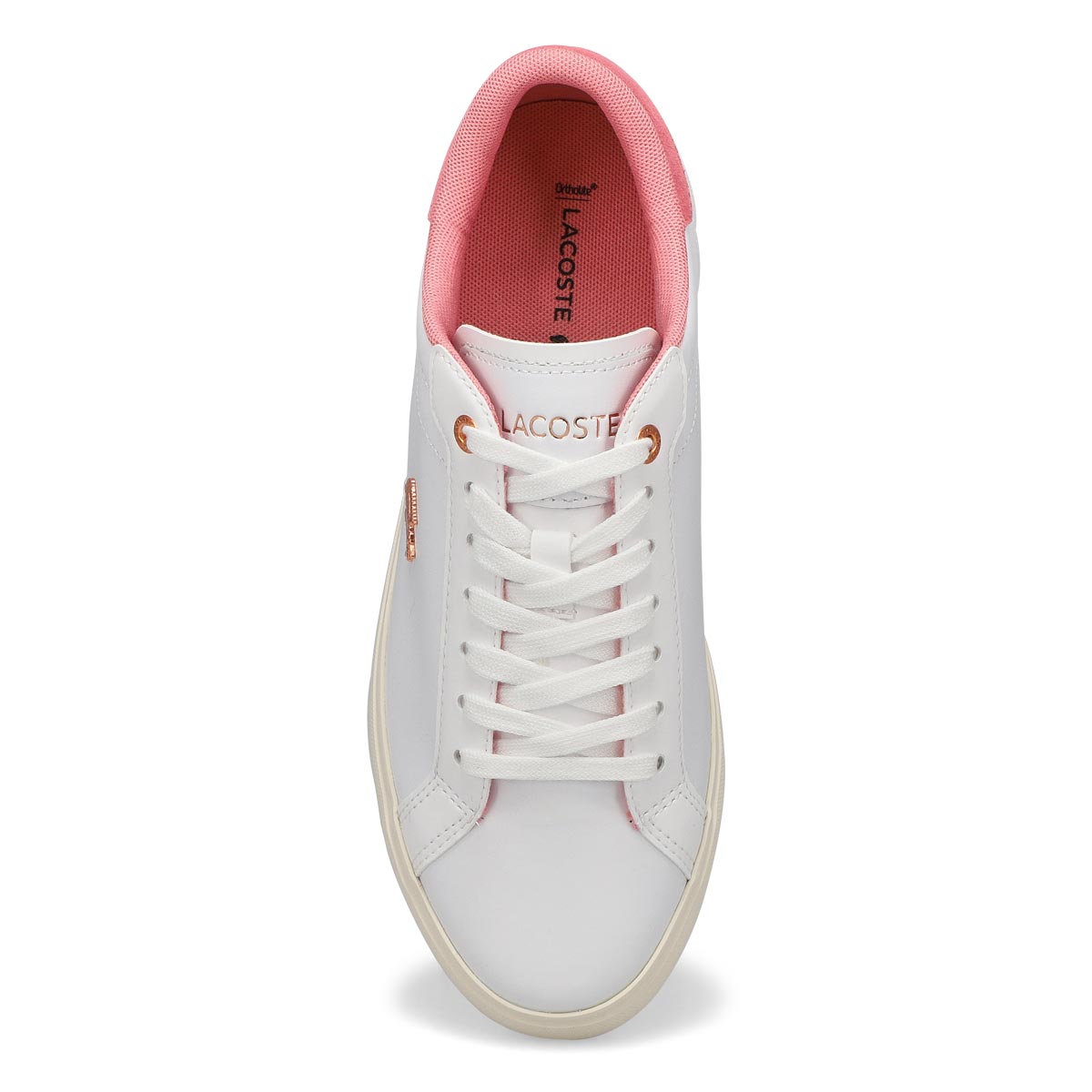 Womens Powercourt Lace Up Fashion Sneaker - White/ Light Pink
