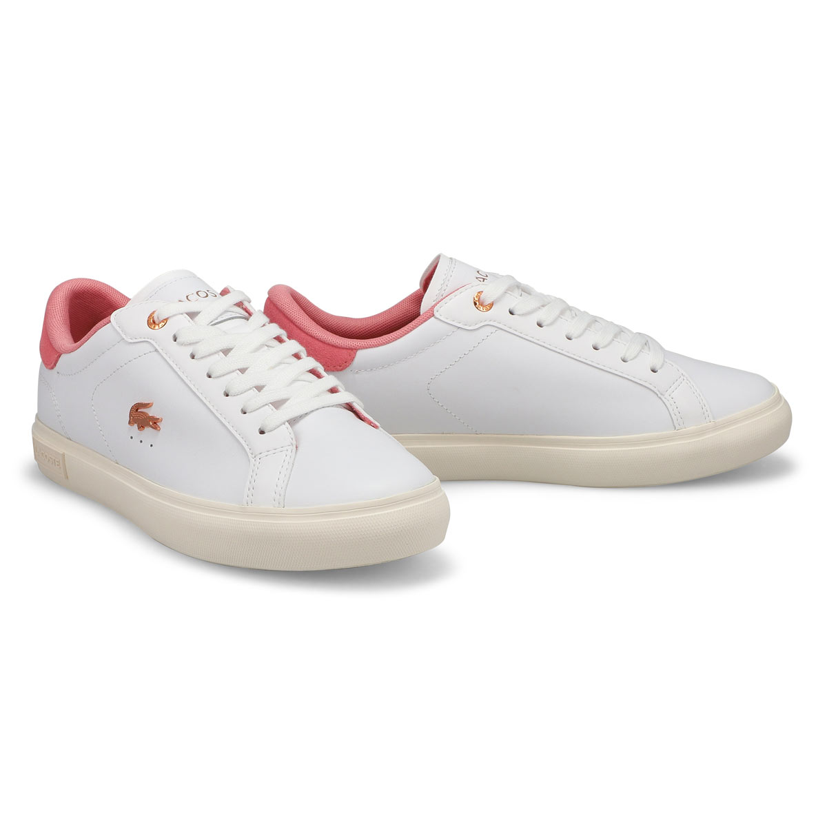 Womens Powercourt Lace Up Fashion Sneaker - White/ Light Pink