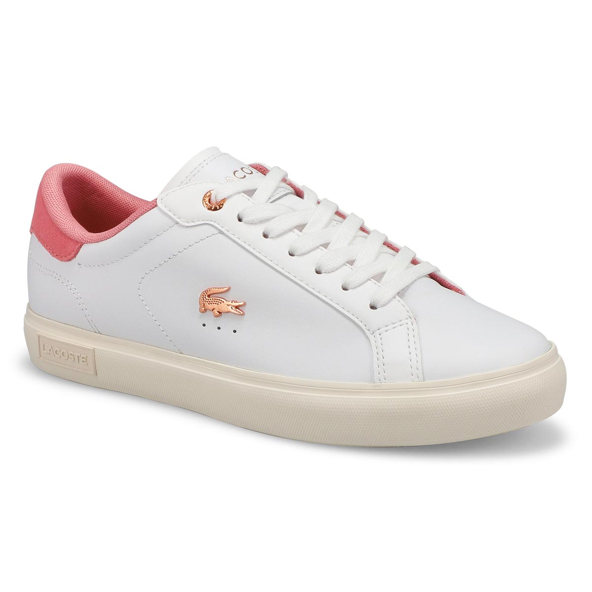 Womens Powercourt Lace Up Fashion Sneaker - White/ Light Pink