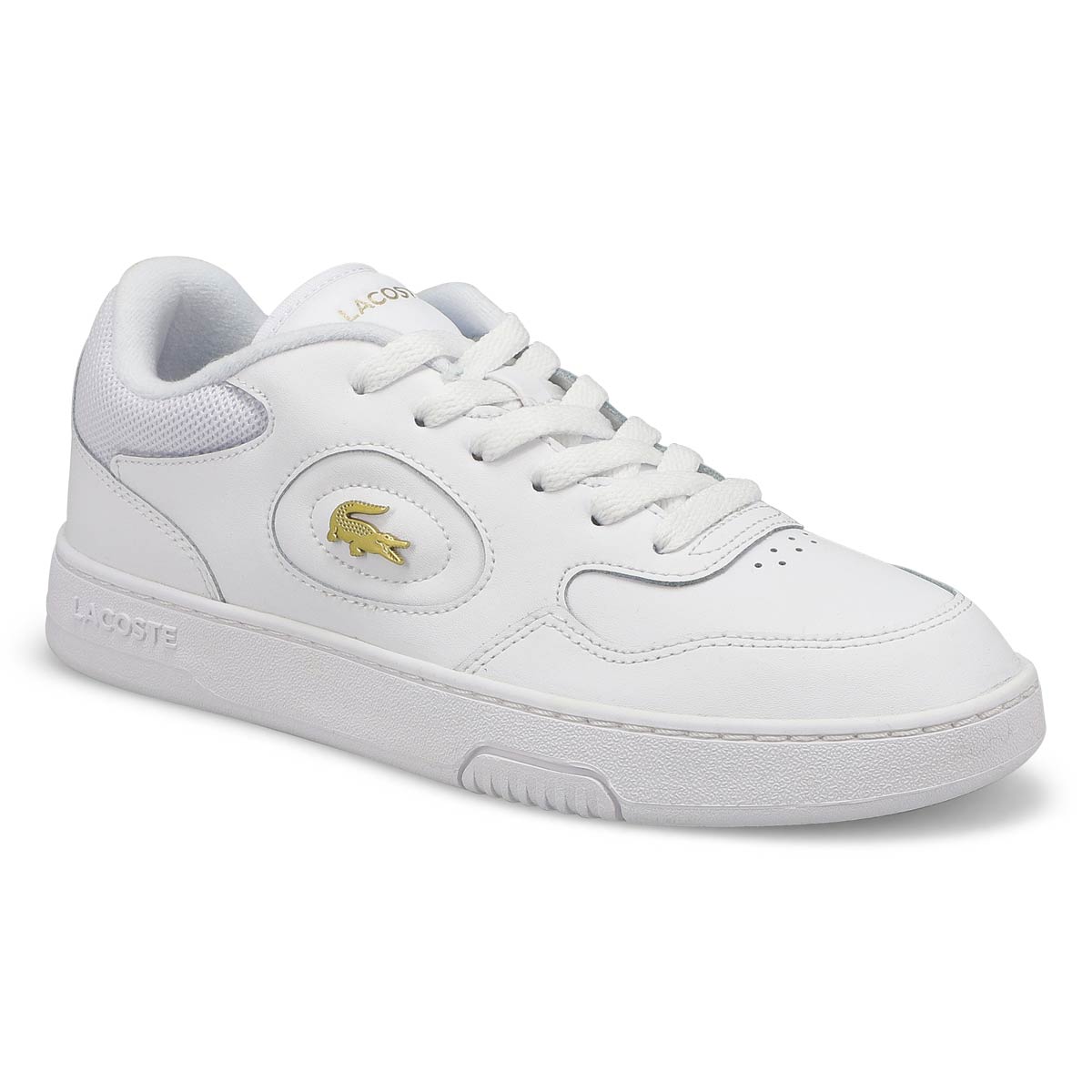 Womens Lineset Lace Up Fashion Sneaker - White/Gold