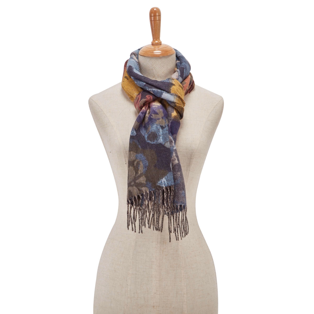 Lds Autumn Floral denim scarf