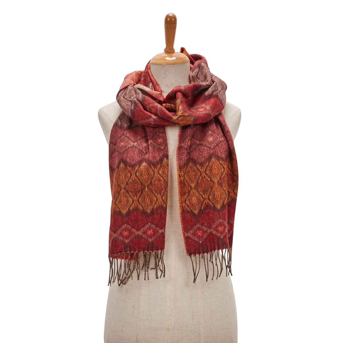 Lds Geo Stripe burgundy scarf