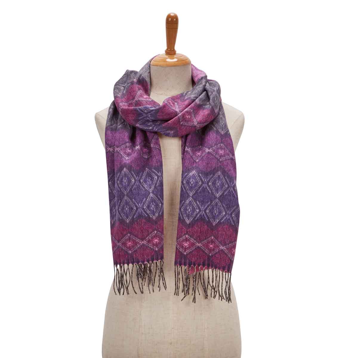 Women's GEO STRIPE plum scarf