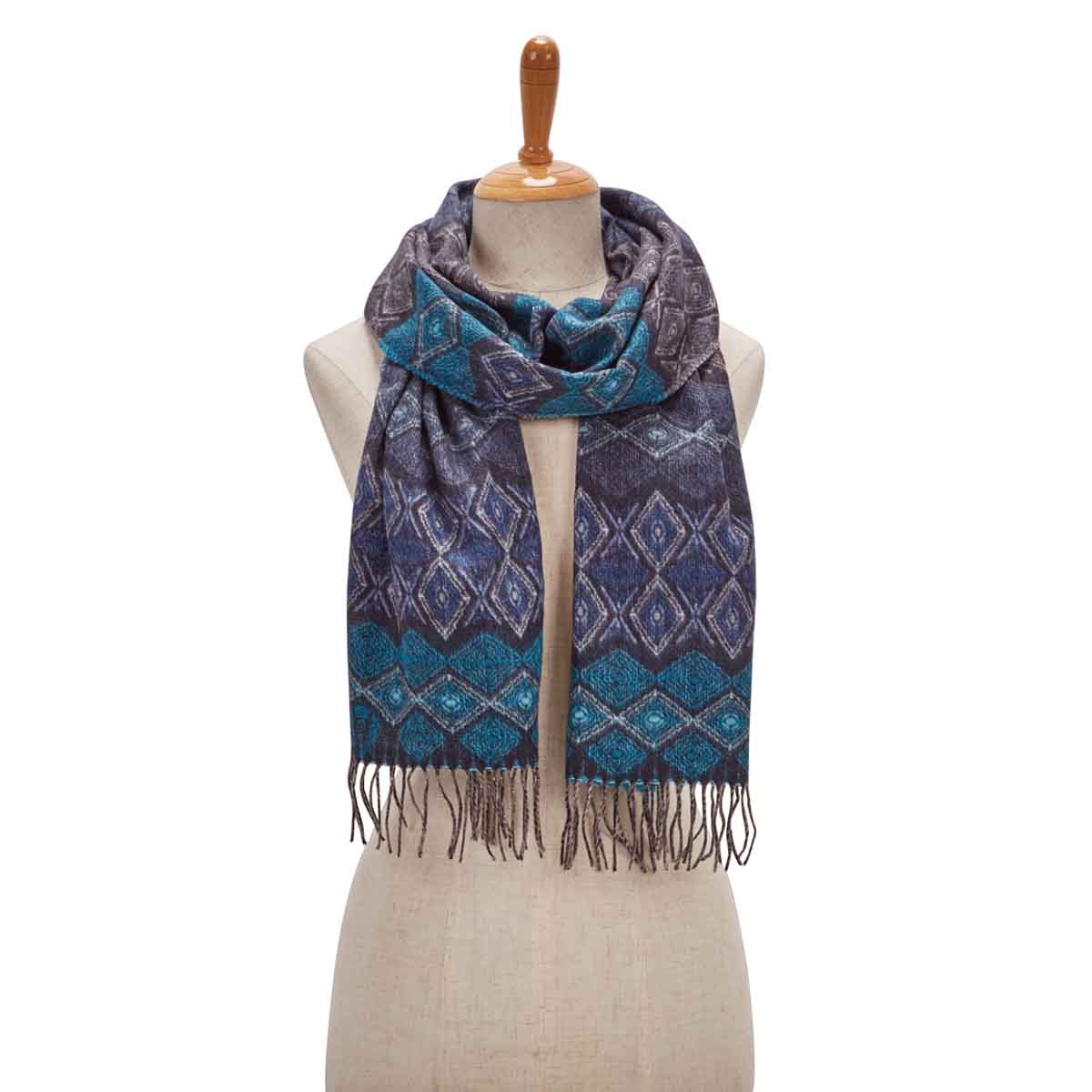 Women's GEO STRIPE navy scarf