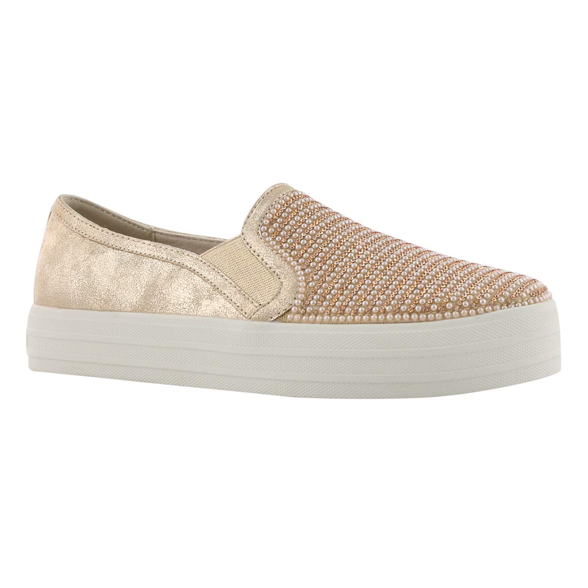 Women's DOUBLE UP SHINY DANCER rose gold slip ons