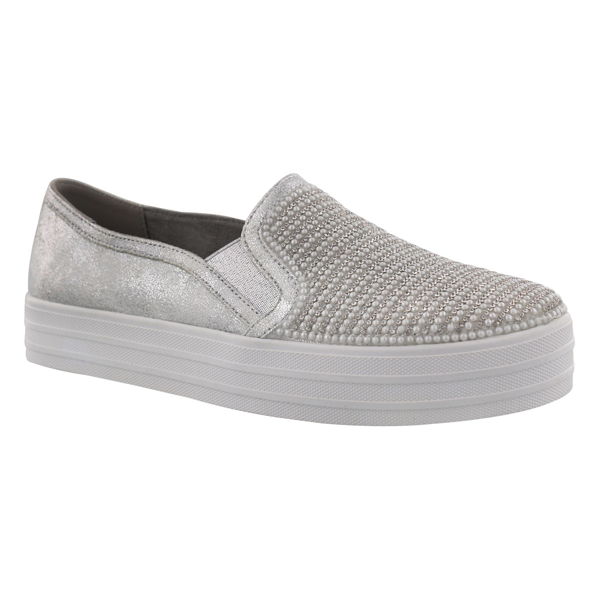 Lds Double Up Shiny Dancer slvr slip on