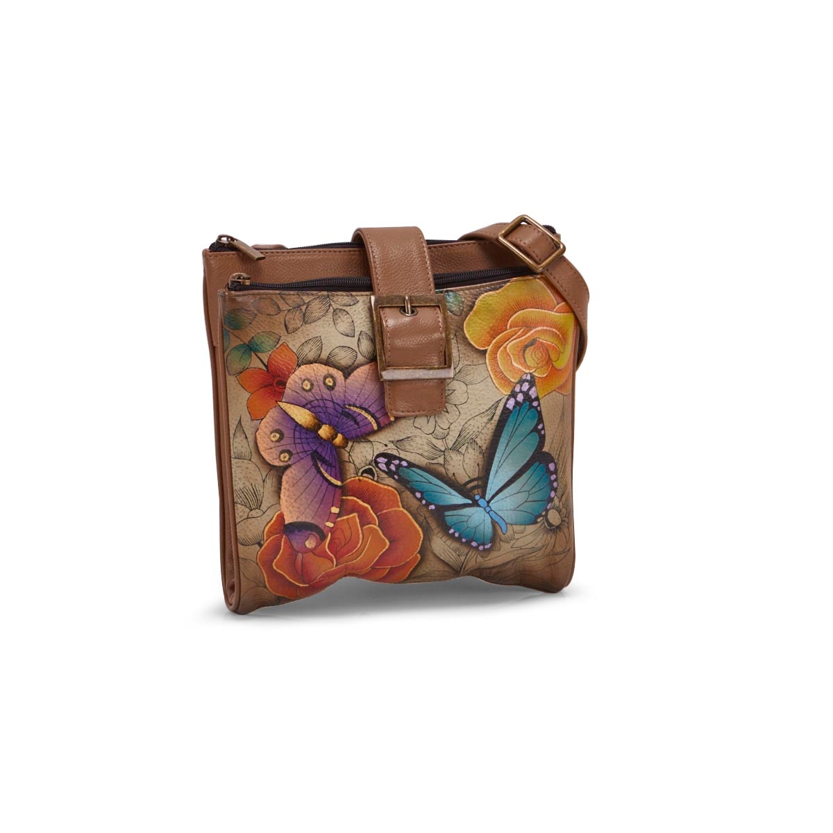Painted lthr Floral Paradise Tan orgnzr