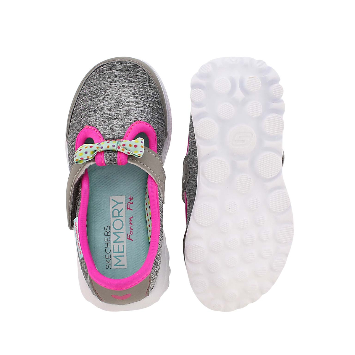 Infs-g GOwalkBittyBow gy/mlt walkingshoe