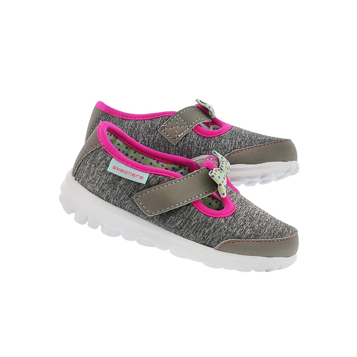 Infs-g GOwalkBittyBow gy/mlt walkingshoe