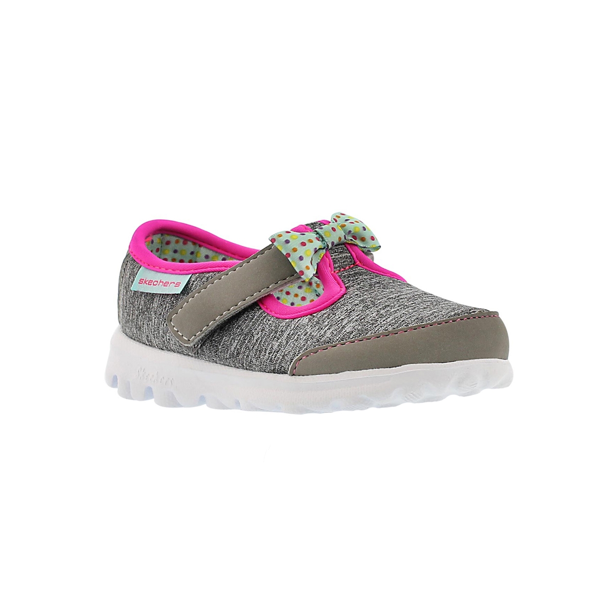 Infs-g GOwalkBittyBow gy/mlt walkingshoe