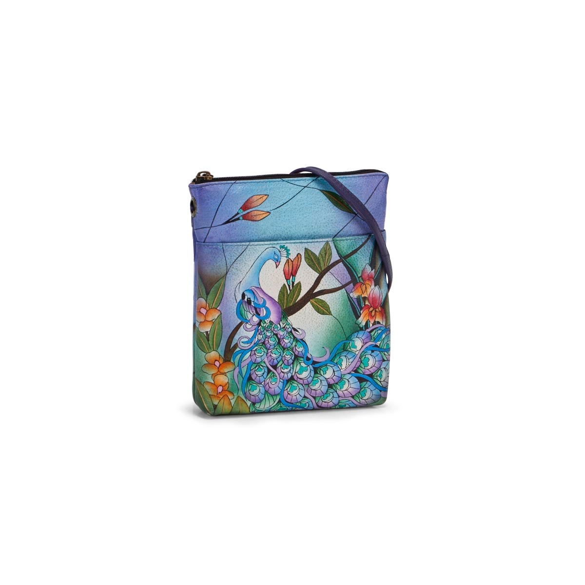 Painted lthr Midnight Peacock crossbody
