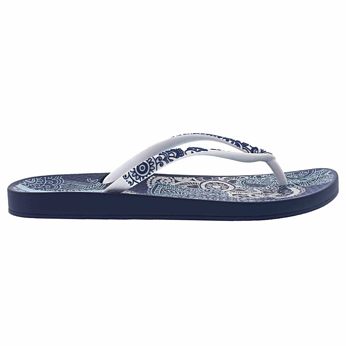 Lds Lace blue/white printed flip flop