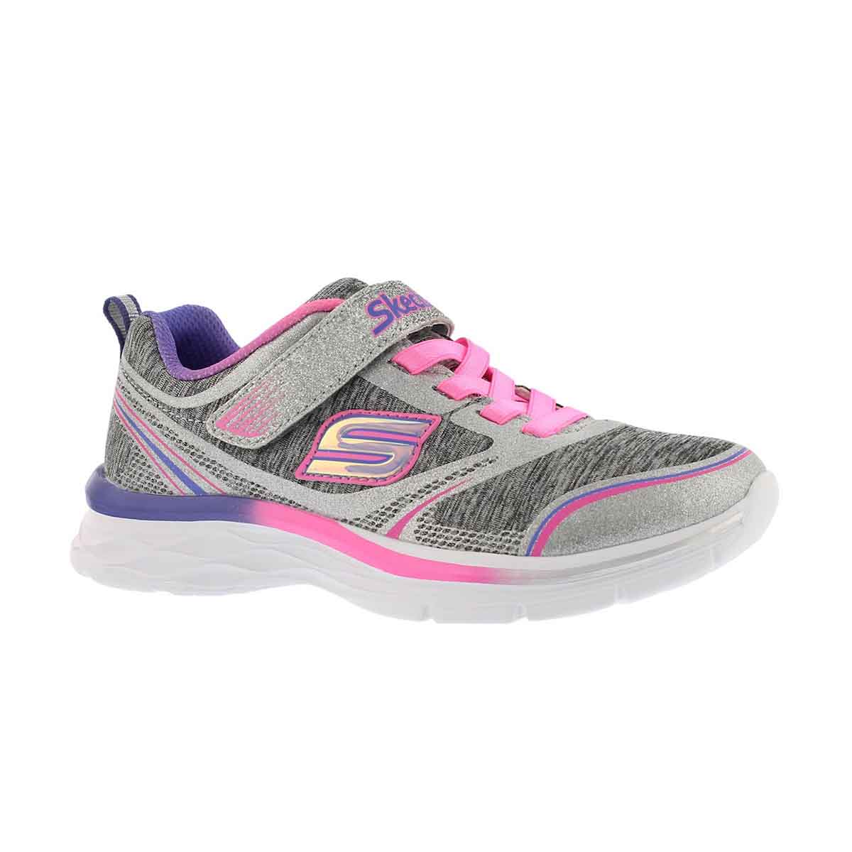 Girls' DREAM N' DASH grey/pink glitter sneaker