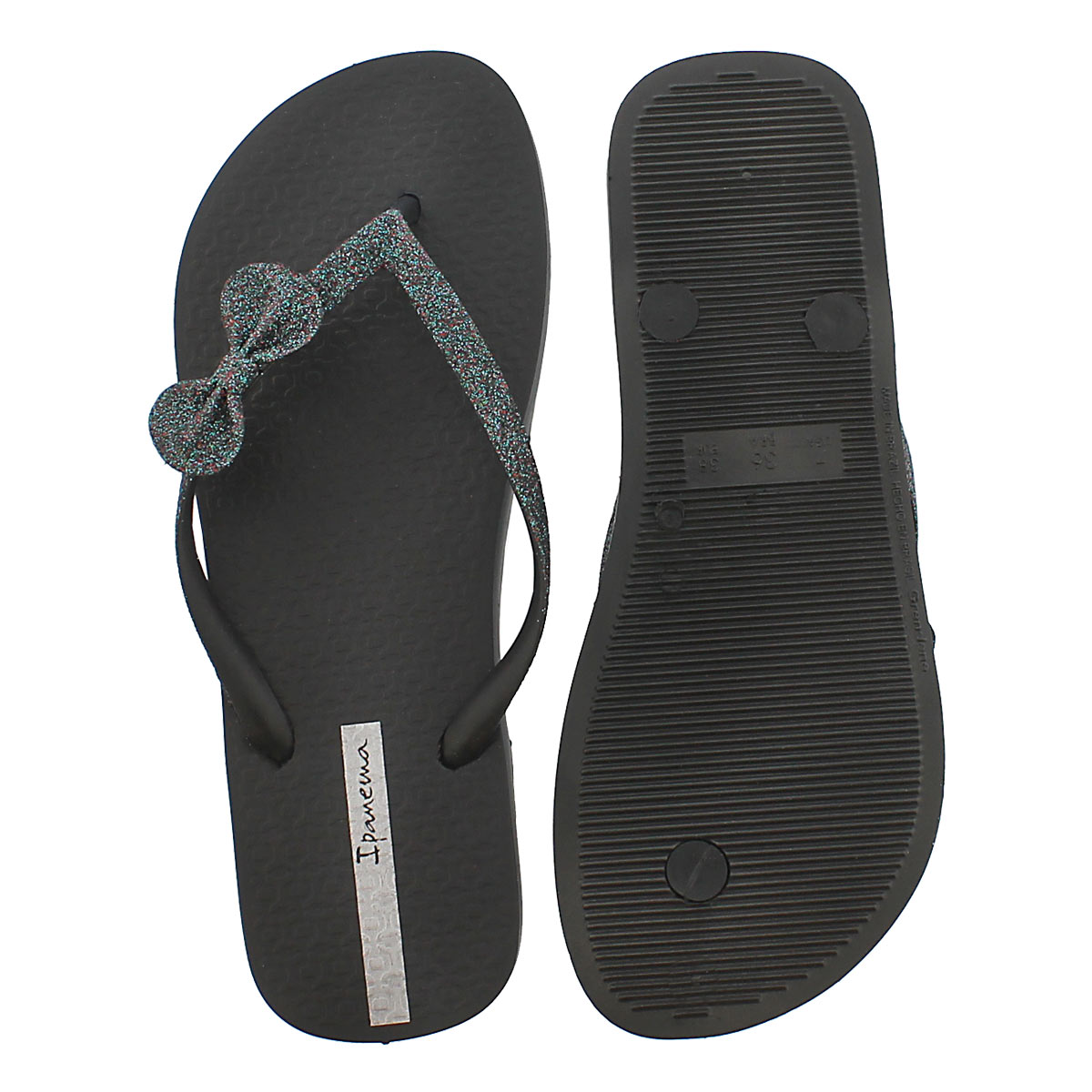 Lds Lolita II black bow detail flip flop