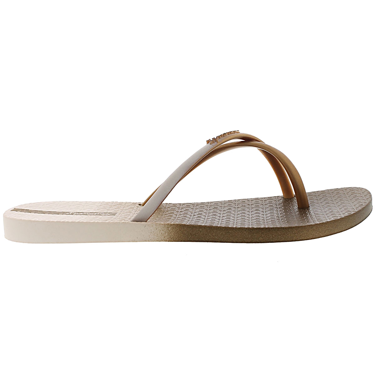 Lds Sunset beige/gold toe ring sandal