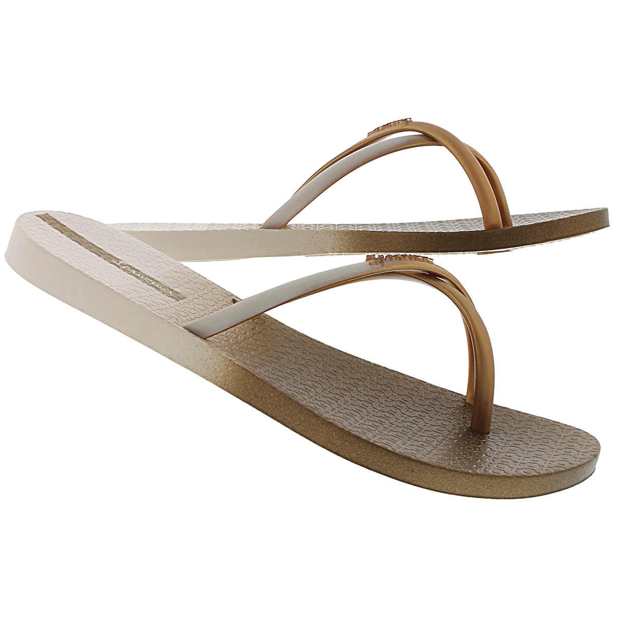 Lds Sunset beige/gold toe ring sandal