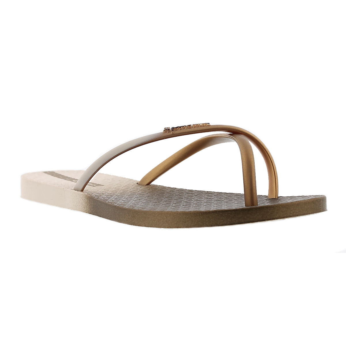 Lds Sunset beige/gold toe ring sandal