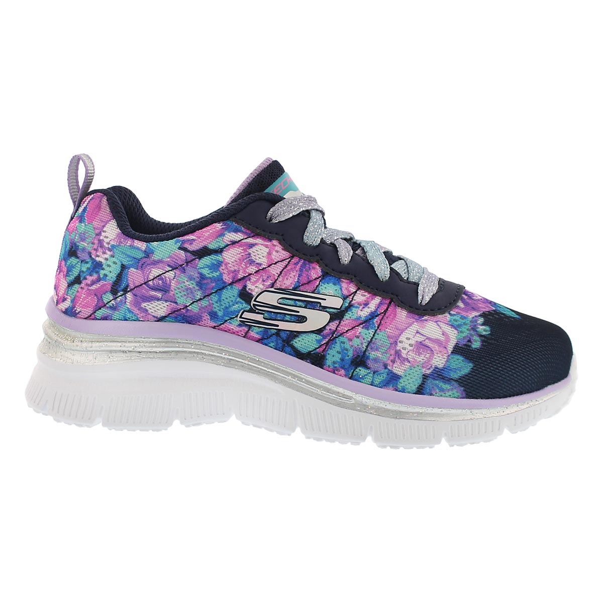 Grls Fashion Fit nvy/multi wedge sneaker