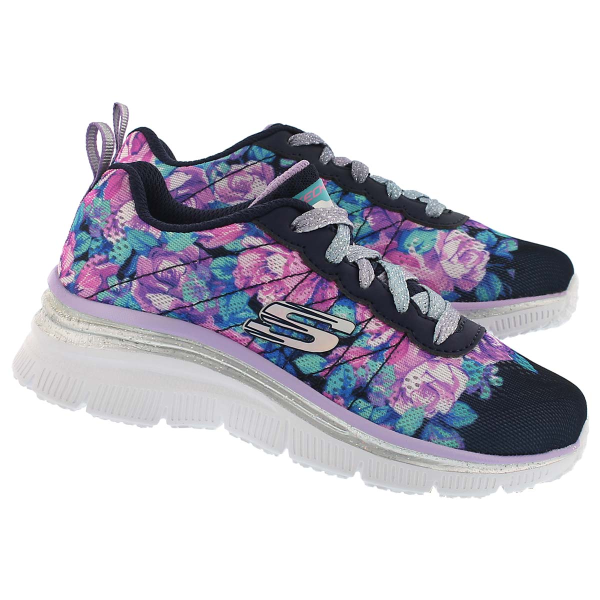 Grls Fashion Fit nvy/multi wedge sneaker