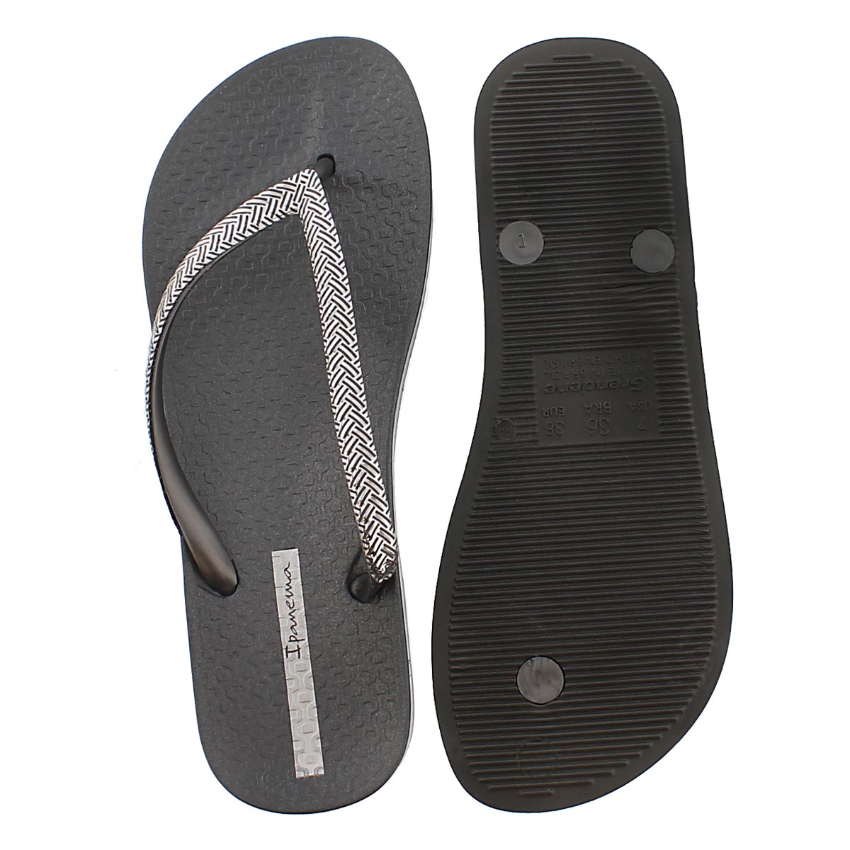 Lds Mesh Fem grey/silver flip flop