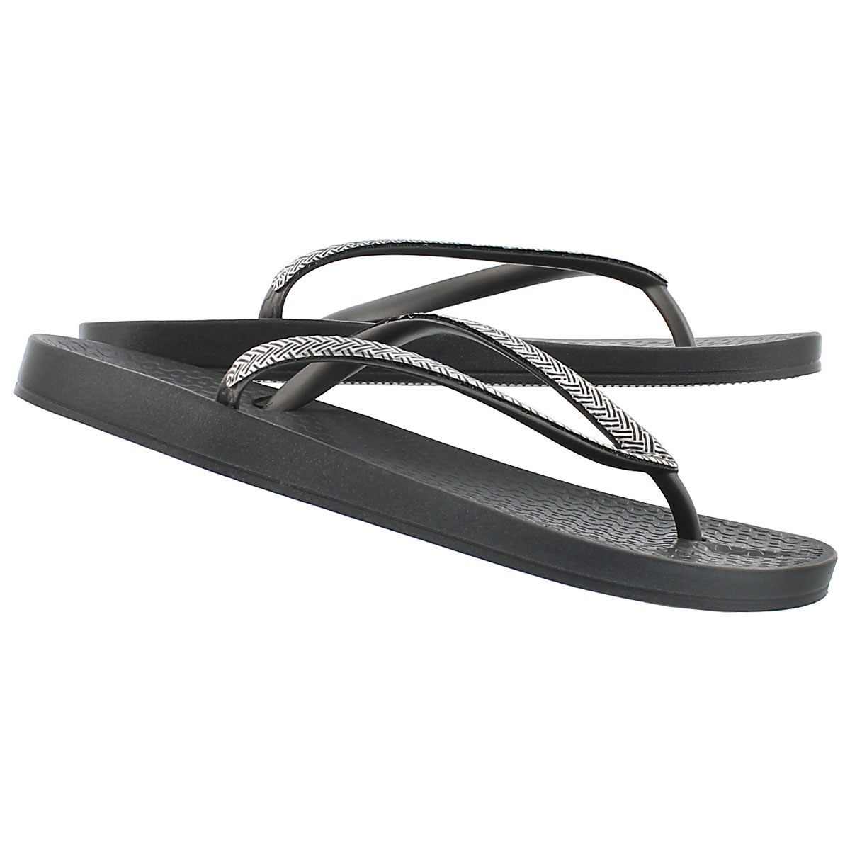 Lds Mesh Fem grey/silver flip flop