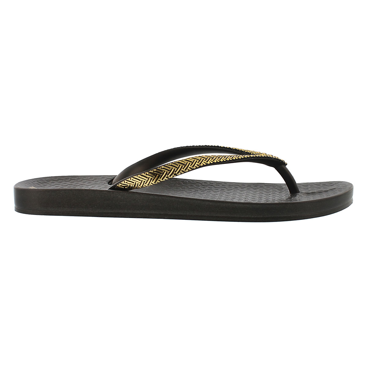 Lds Mesh Fem black/gold flip flop