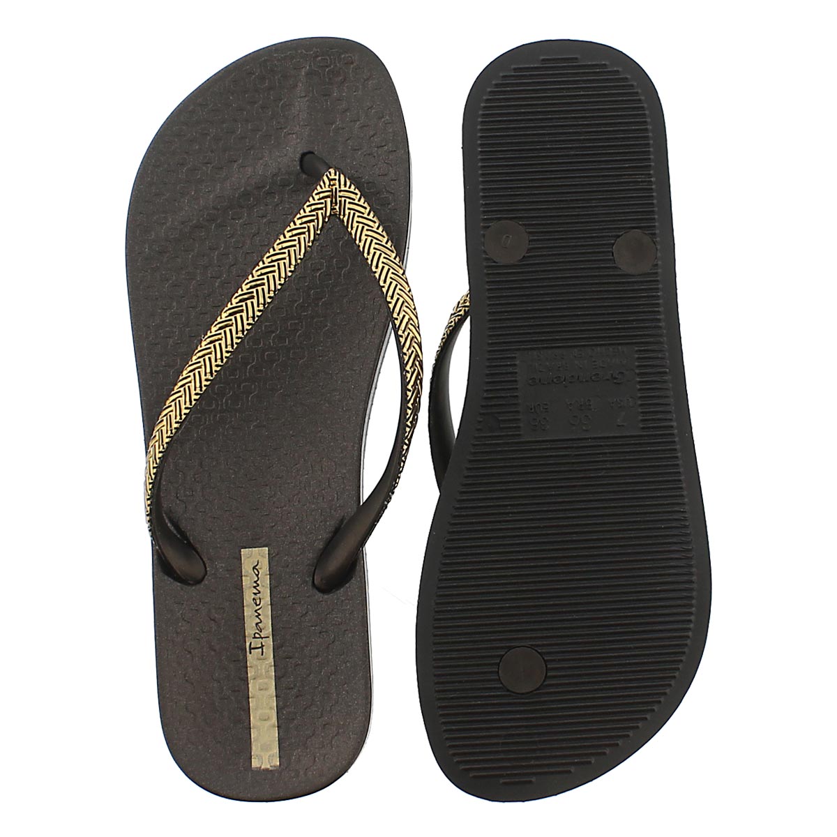 Lds Mesh Fem black/gold flip flop