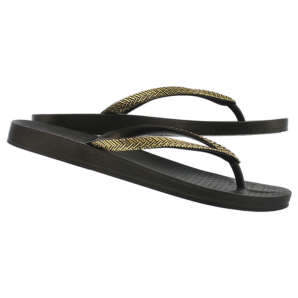 Lds Mesh Fem black/gold flip flop