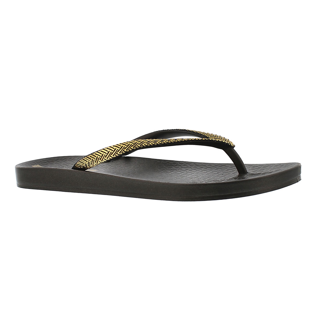Lds Mesh Fem black/gold flip flop