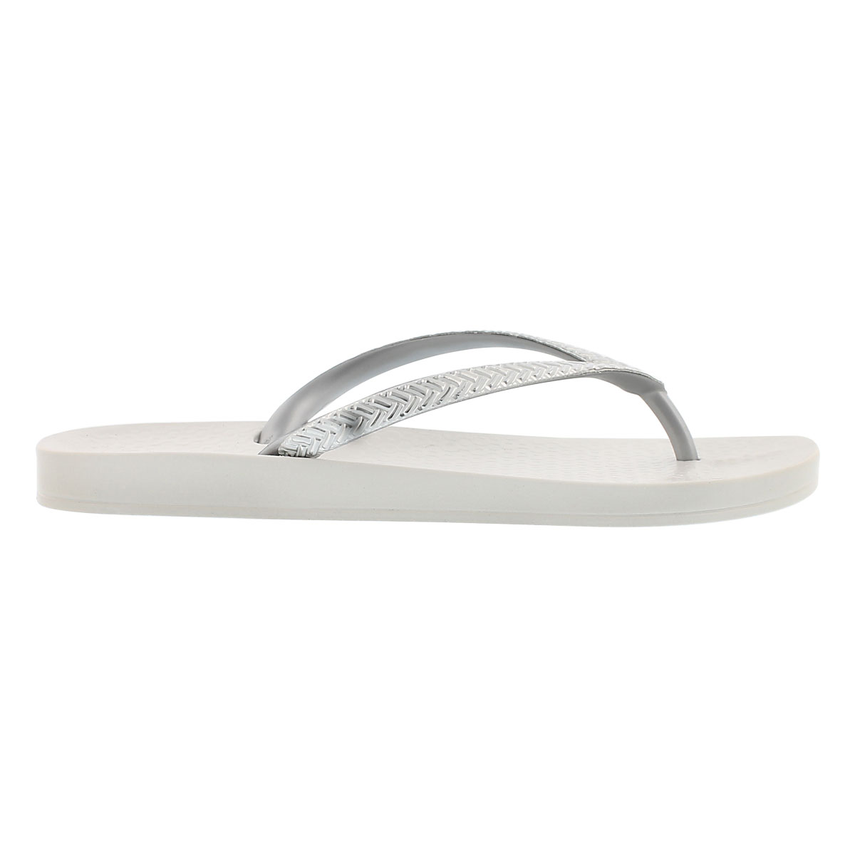 Lds Mesh Fem white/silver flip flop